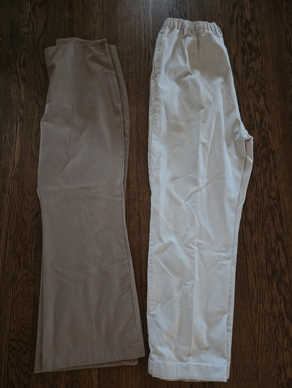Bundle of 2 Pairs Theory Camel Wide Leg + Lands' End Chino Off White sz 12 women